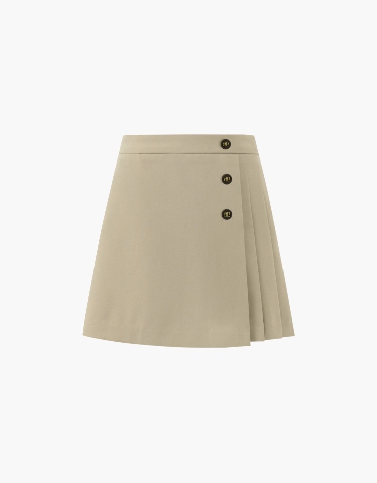 pleats mini wrap skirt - beige