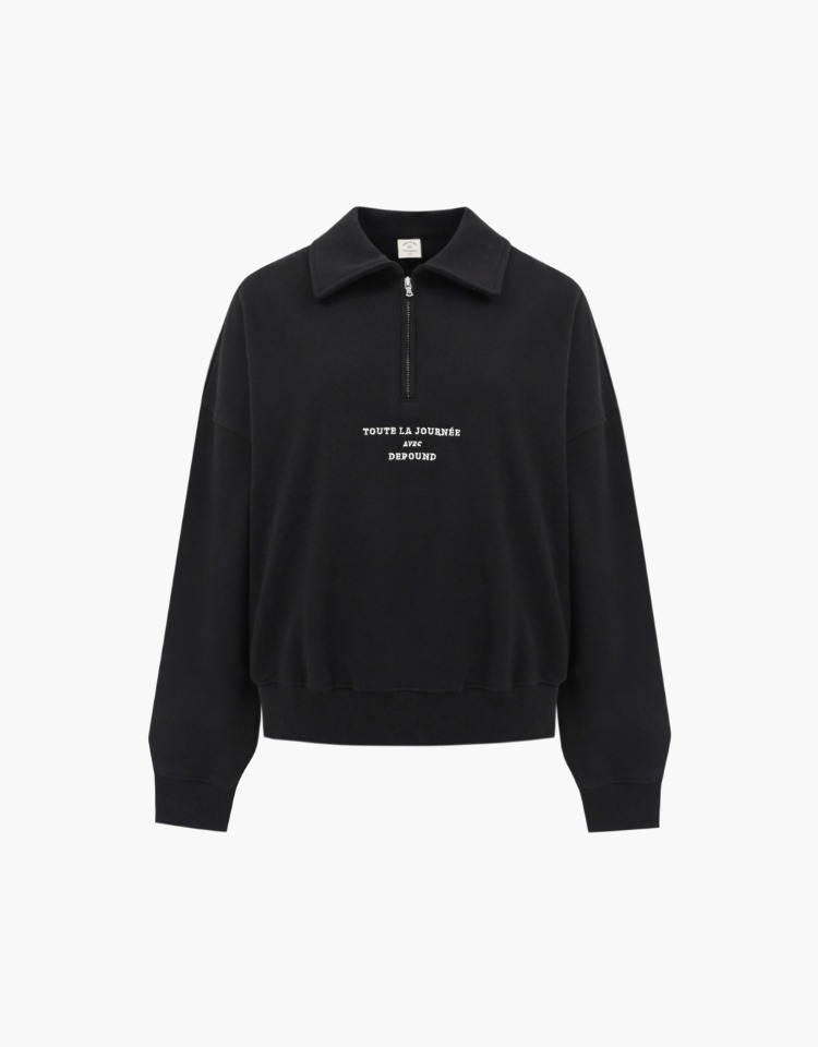 collar zip-up sweatshirts - black