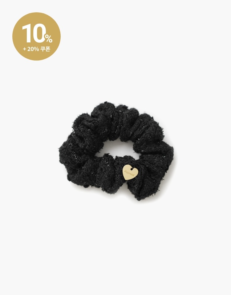 heart charm scrunchie - black tweed