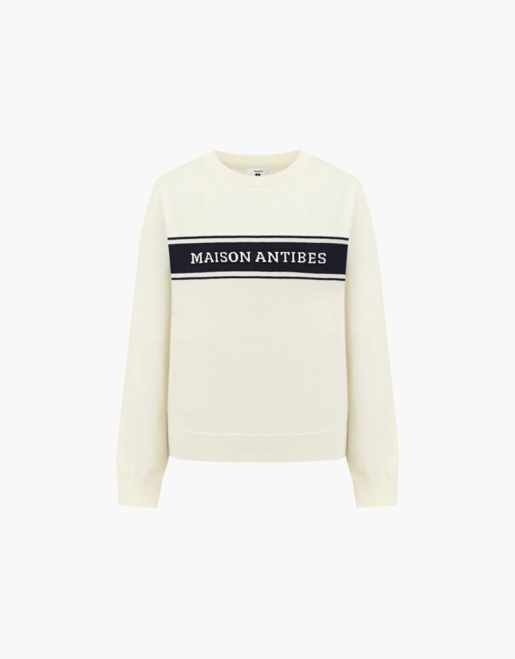lettering long sleeve pullover - ivory