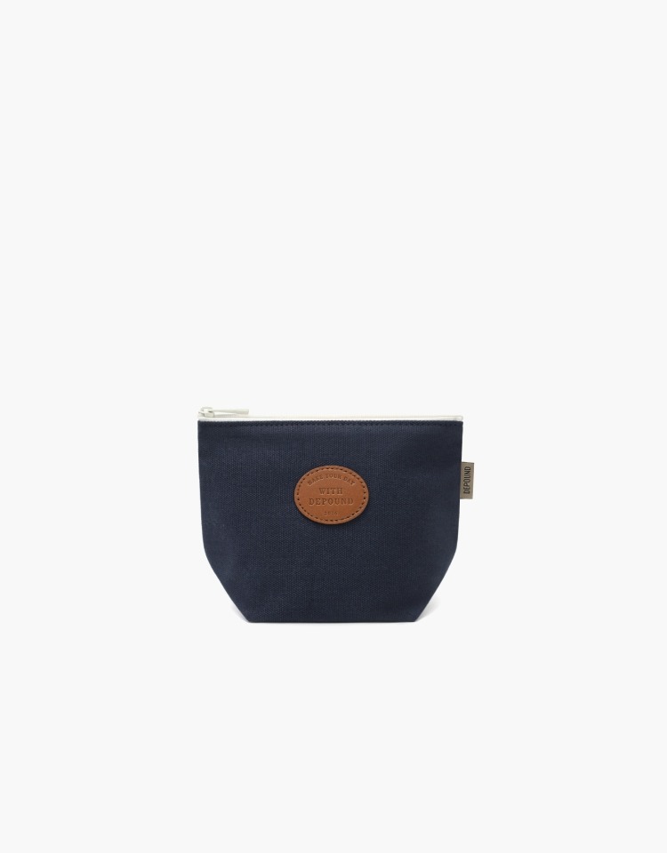 leather patch bun pouch - navy (S)
