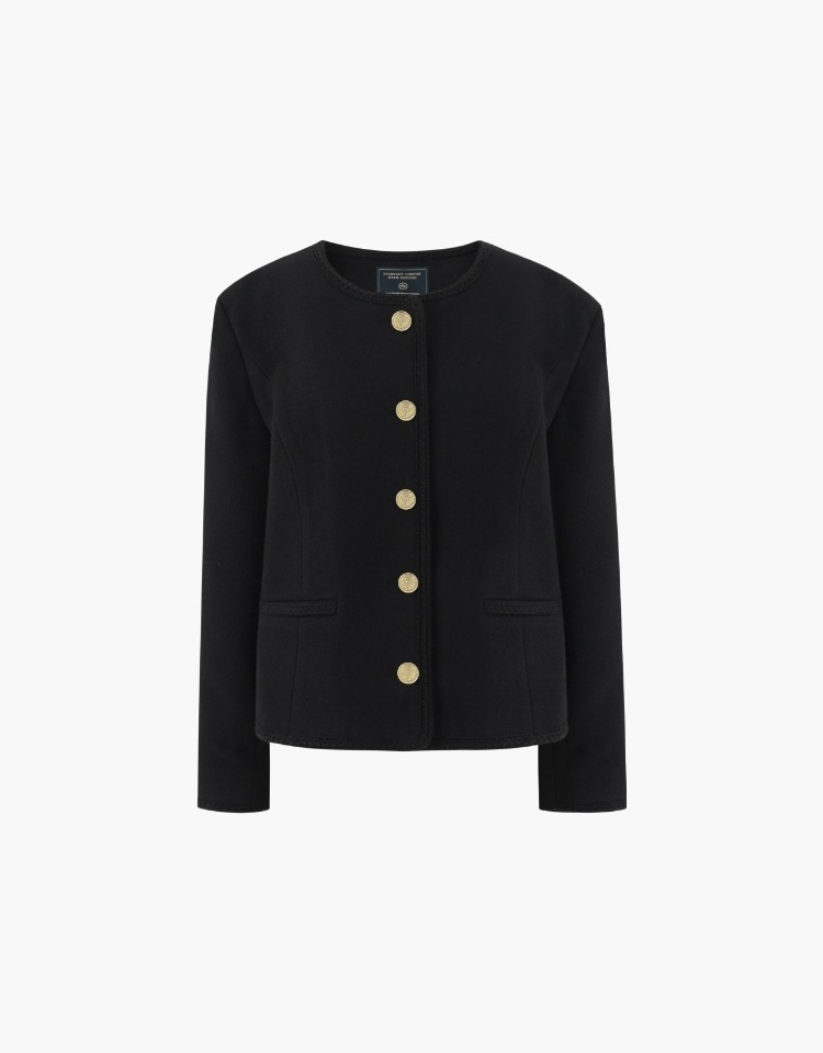 [류이서 착용]wool blend tweed jacket - black