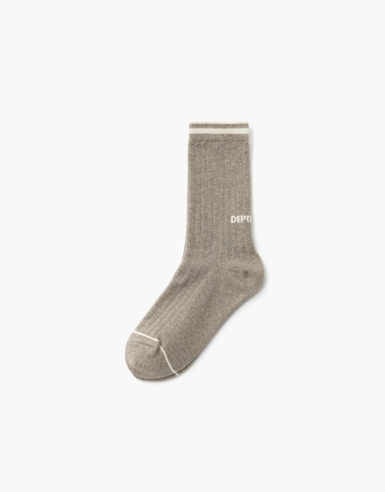 logo stripe socks - melange brown