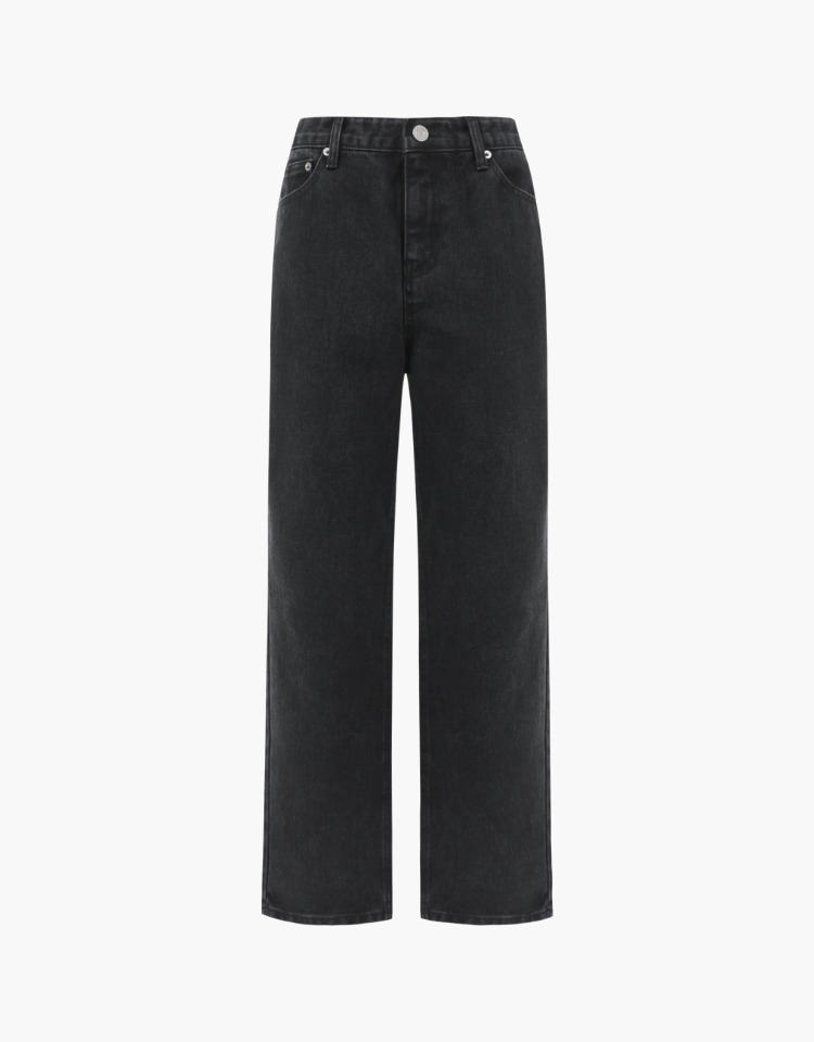 [장도연 착용]slim straight denim pants - dark gray