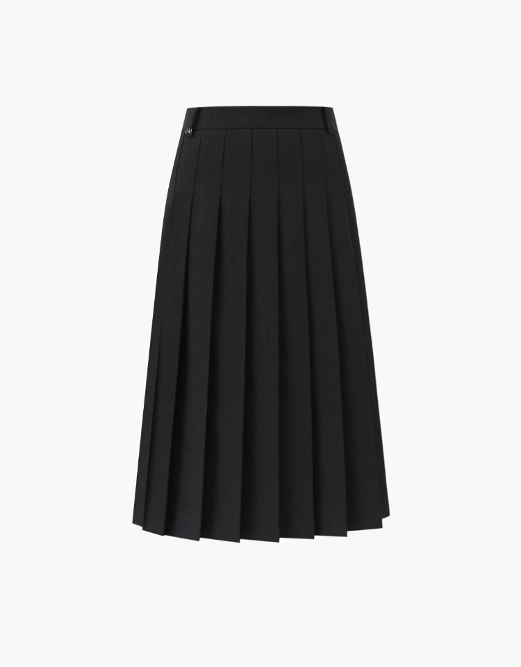 pleats midi skirt - black