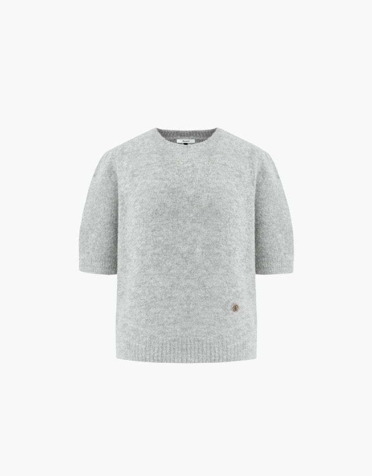 [소녀시대 수영 착용]wool boucle puff sleeve knit - melange gray