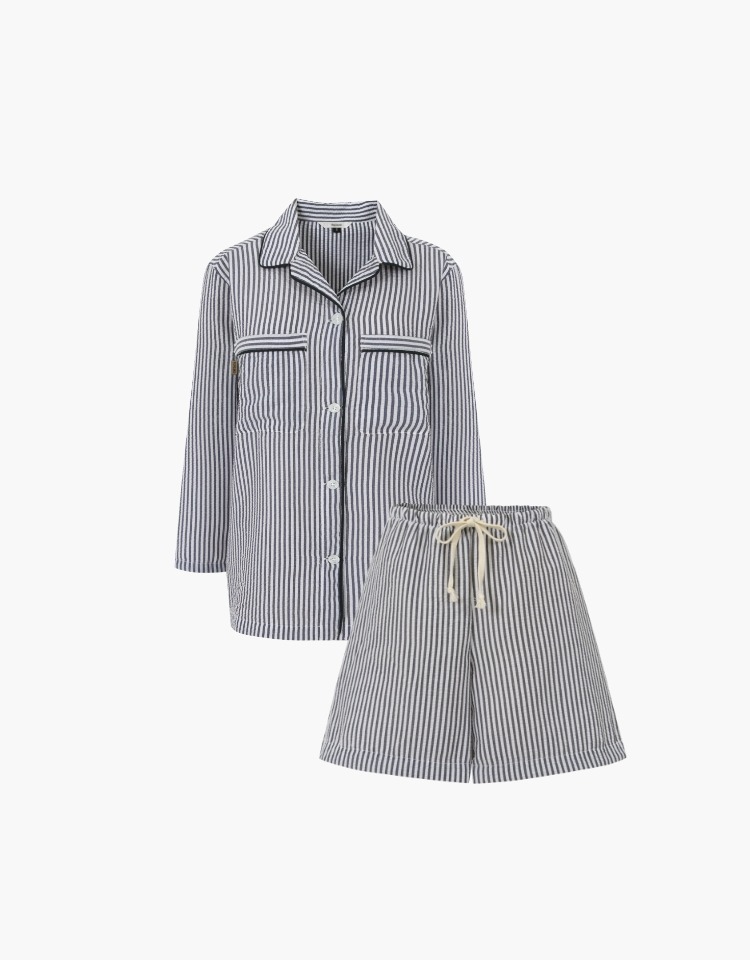 [EXCLUSIVE]pajama set (navy stripe)