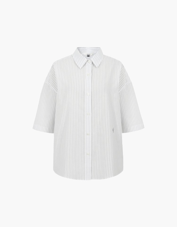 half sleeve oversized shirts - soft gray stripe