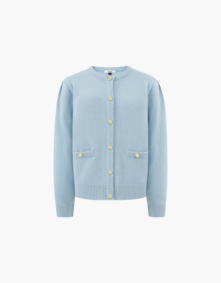 gold button puff cardigan (skyblue)