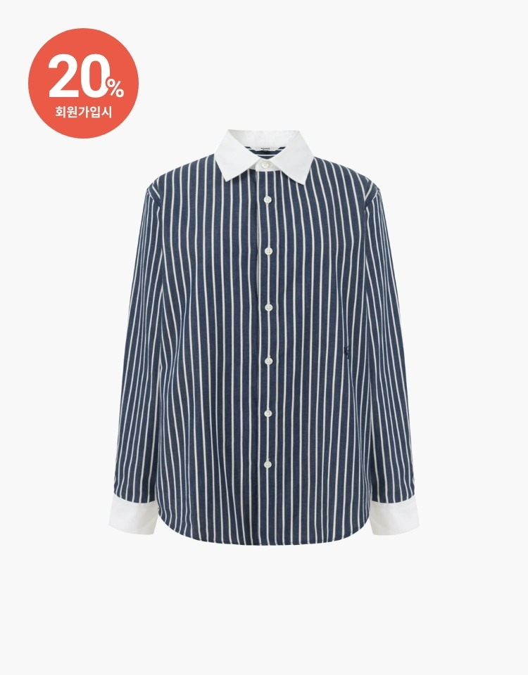 [PRE-ORDER 8/16~8/22]collar point standard shirt (navy stripe)