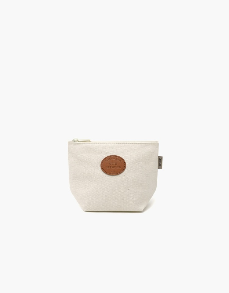 leather patch bun pouch (S) - ivory