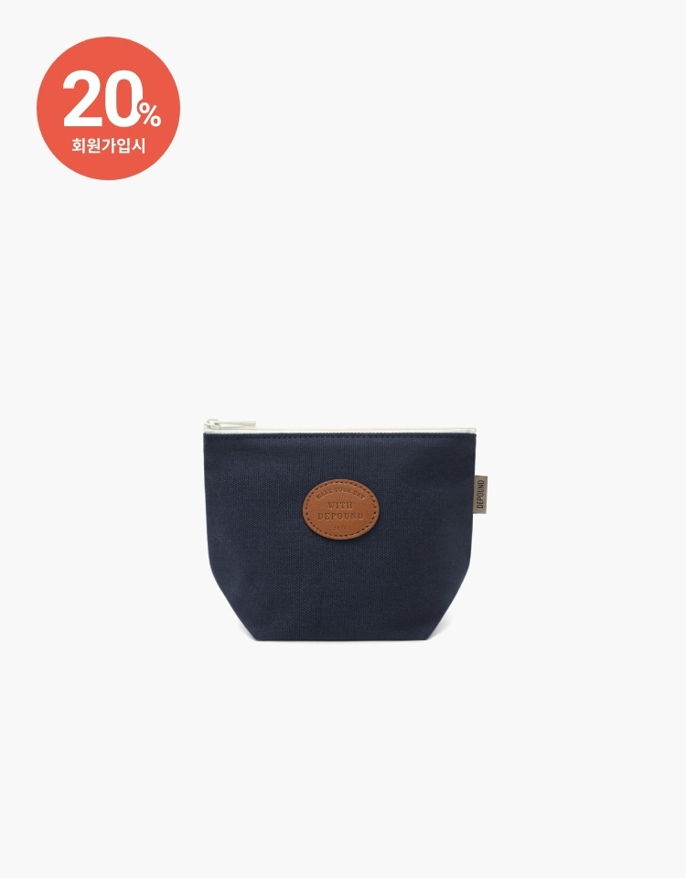 [PRE-ORDER 8/16~8/22]leather patch bun pouch (S) - navy