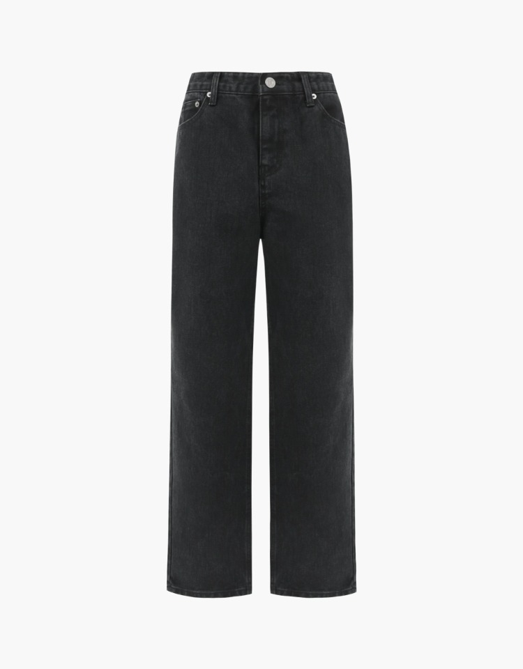 slim straight denim pants (dark gray)