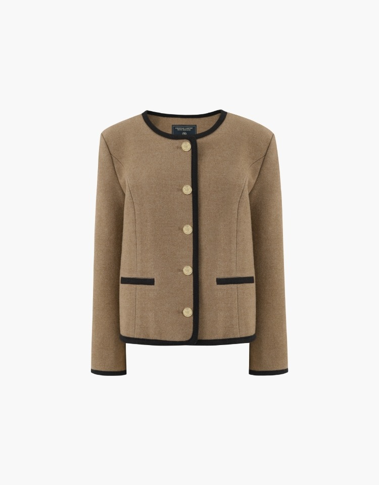 [태연 착용]wool blend tweed jacket (brown)