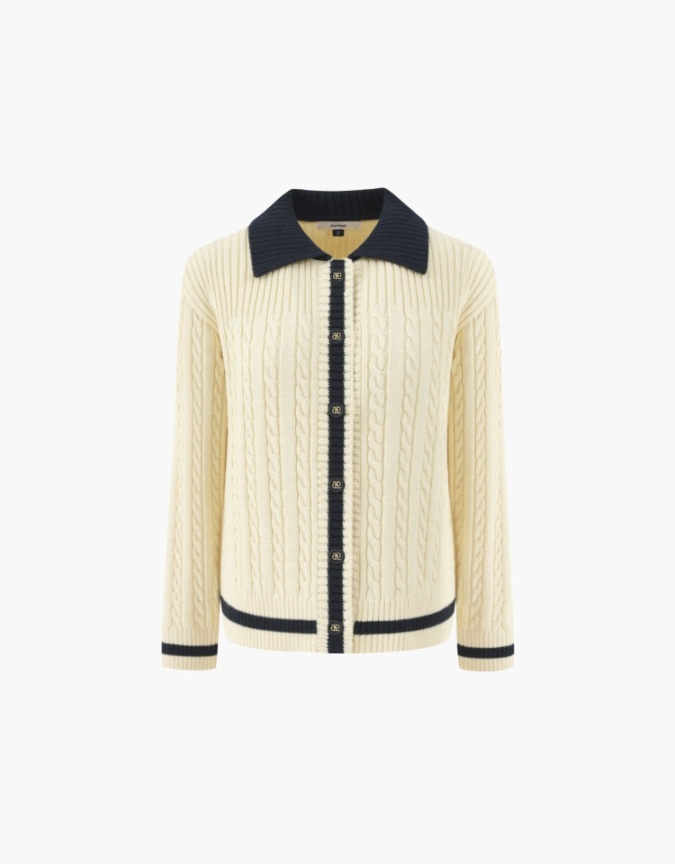 color cable mix cardigan - ivory