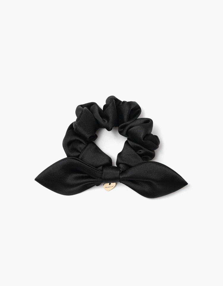 ribbon hair scrunchie - black