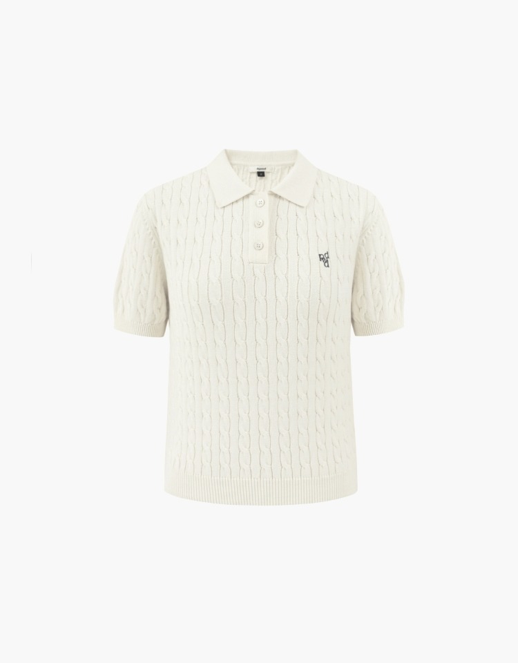 dpwd cable polo knit - ivory