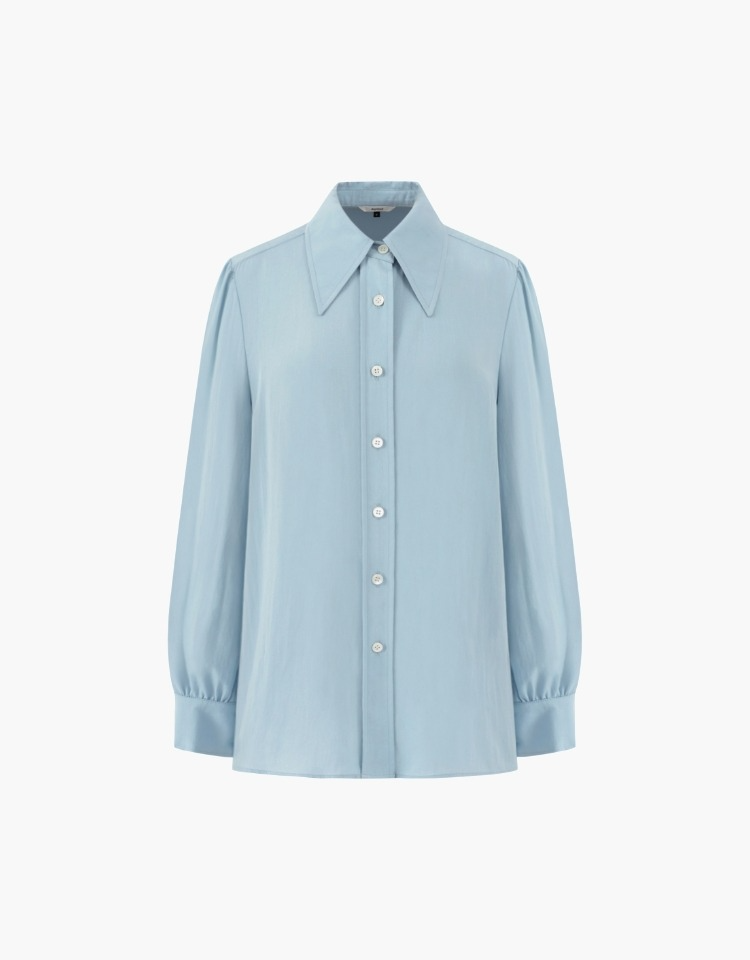 shirring blouse - light blue