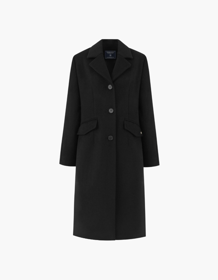 cashmere single coat - black