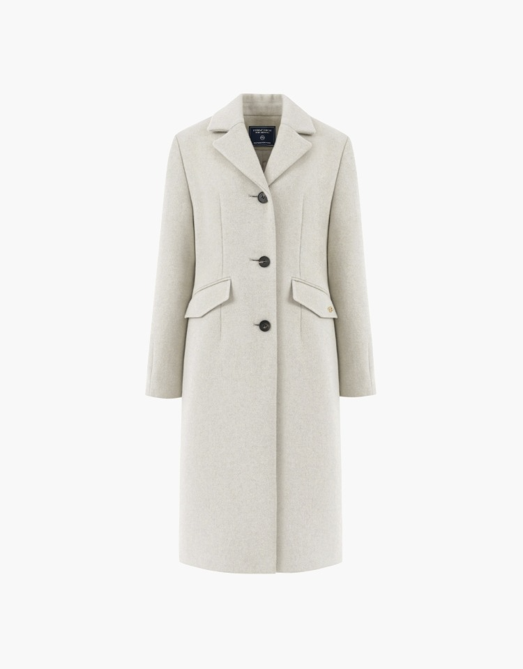 cashmere single coat - melange beige