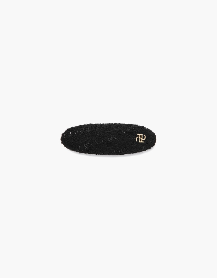 d/p oval pin - black tweed (S)