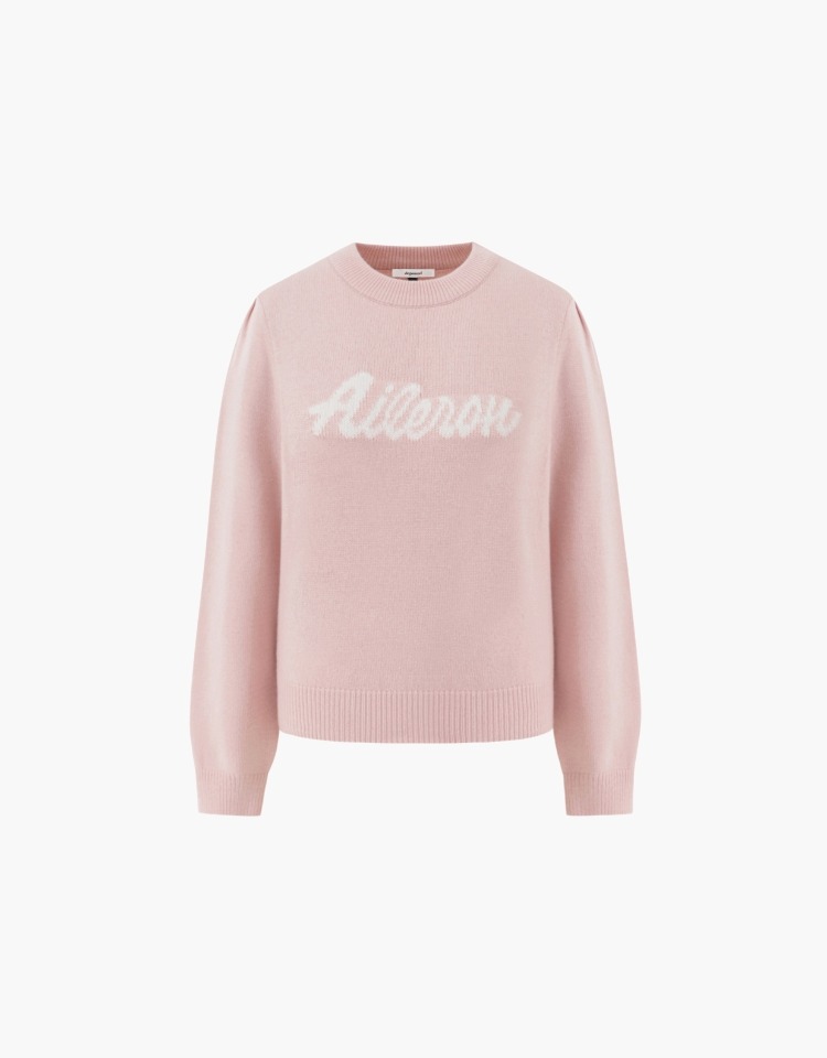 lettering puff sleeve knit - pink