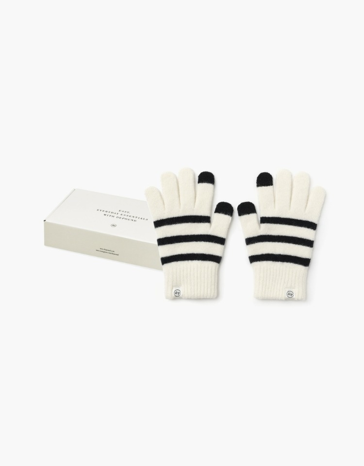 [선물포장]stripe knit gloves - ivory