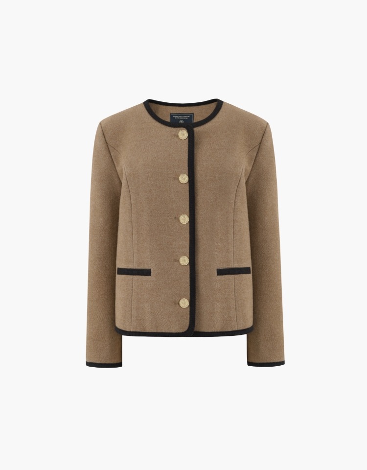 [김다미 착용]wool blend tweed jacket - brown