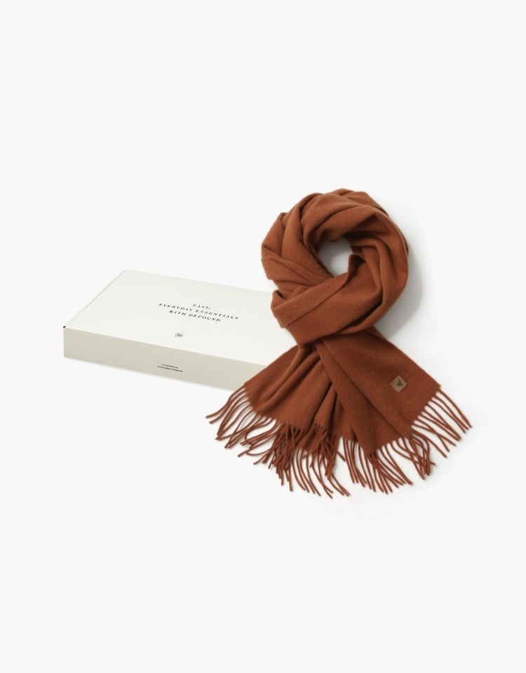 [선물포장]cashmere wool blended leather point muffler - orange
