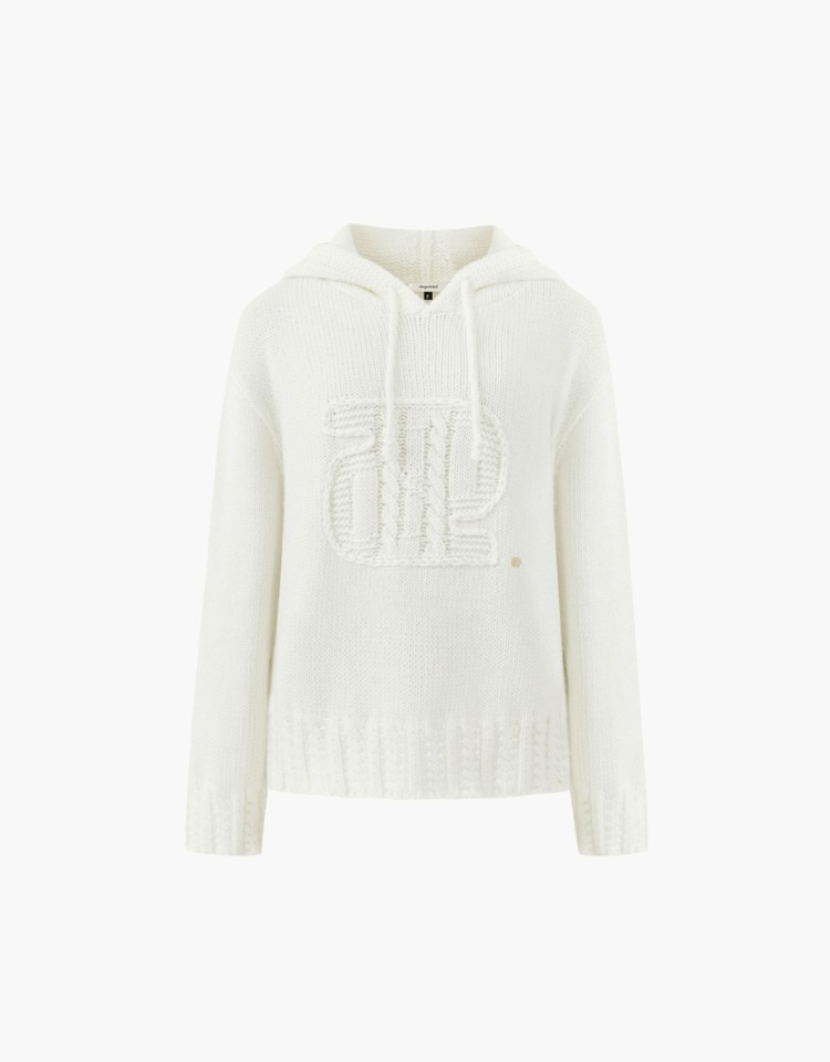 applique hoodie pullover - ivory