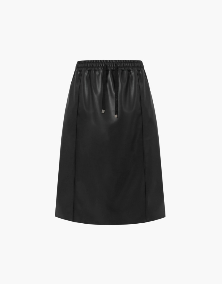 leather banding skirt - black