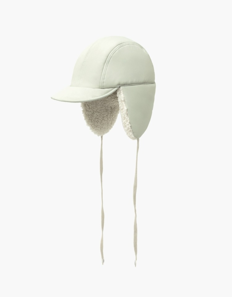 padded earflap cap - green beige