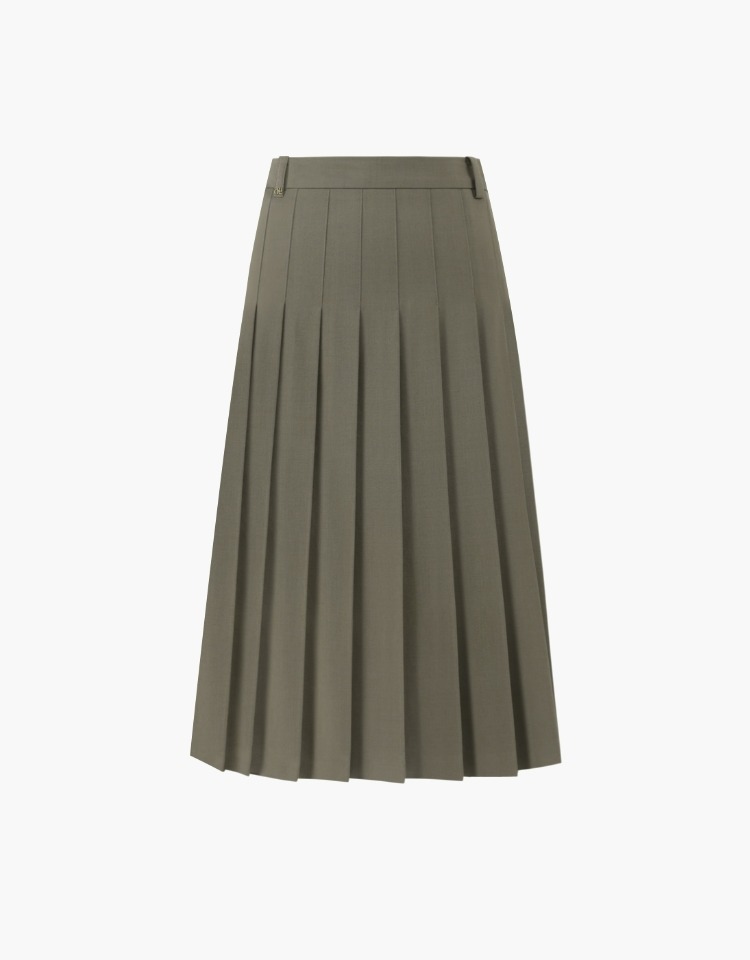 pleats long skirt - light brown