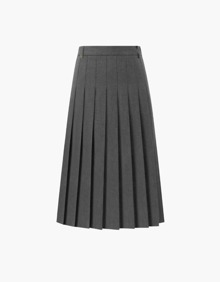 pleats long skirt - dark gray