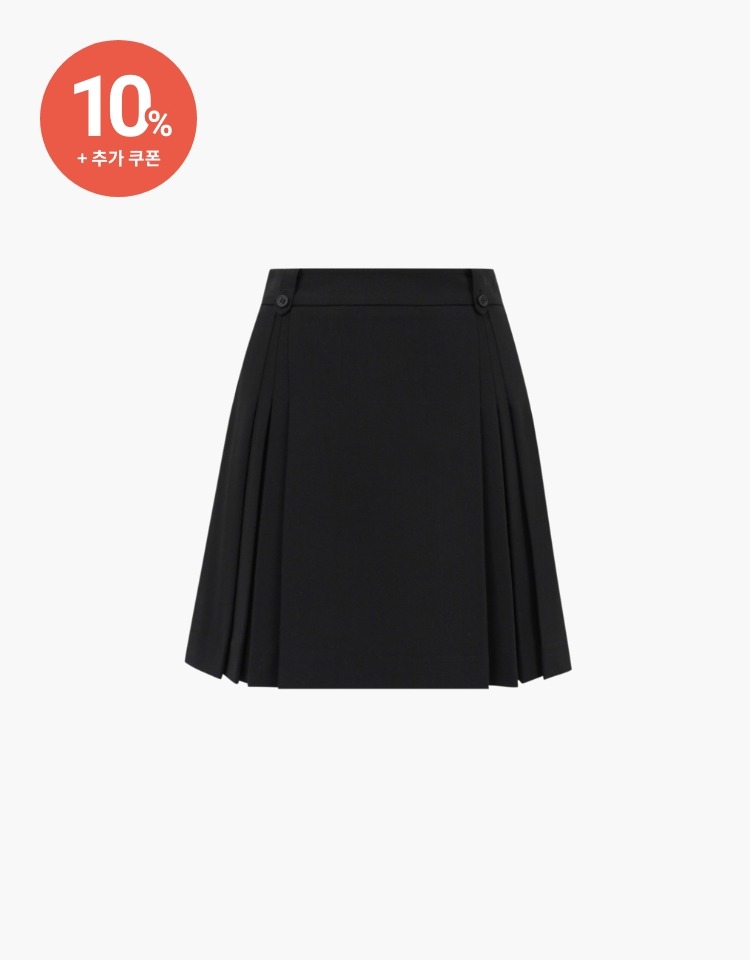 [10% 할인+10% 쿠폰]a line pleats skirt - black