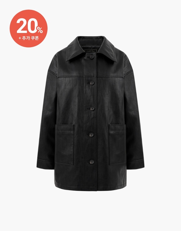 [20% 할인+10% 쿠폰]half leather jacket - black