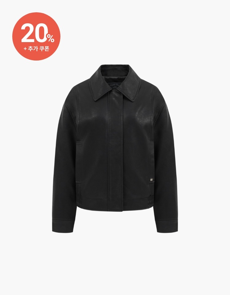 [20% 할인+10% 쿠폰]crop leather jacket - black