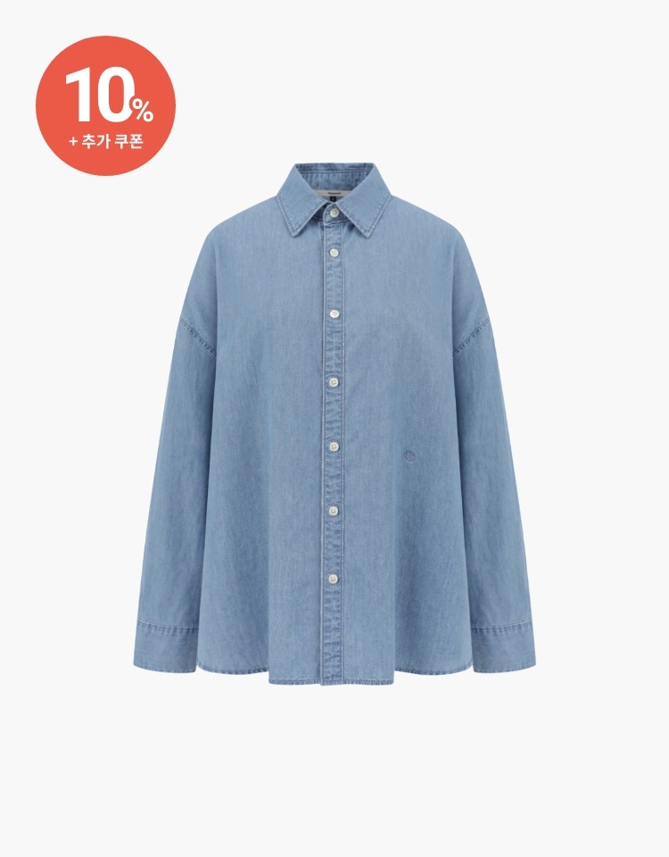 [예약배송 3/12] [10% 할인+10% 쿠폰]oversized denim shirts - light blue