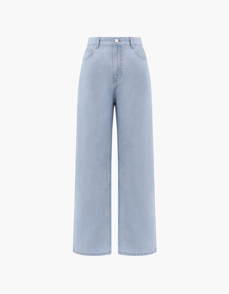 semi wide denim pants - light blue
