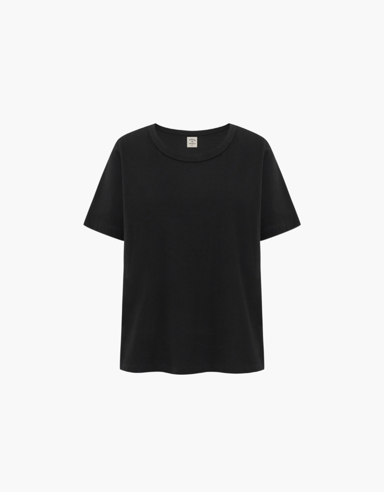 cotton u neck t-shirt - black