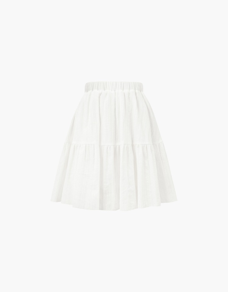 tiered banding skirt - white